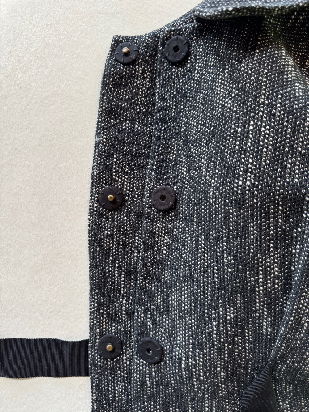 Talbots Black White Tweed Cropped Jacket 3/4 Sleeves Lined Tie Belt (12P) - Picture 14 of 17